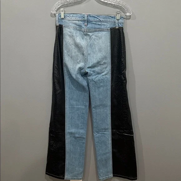 Alice + Olivia Max Vegan Leather Denim Jeans Wide Leg Size 27 - Picture 4 of 10